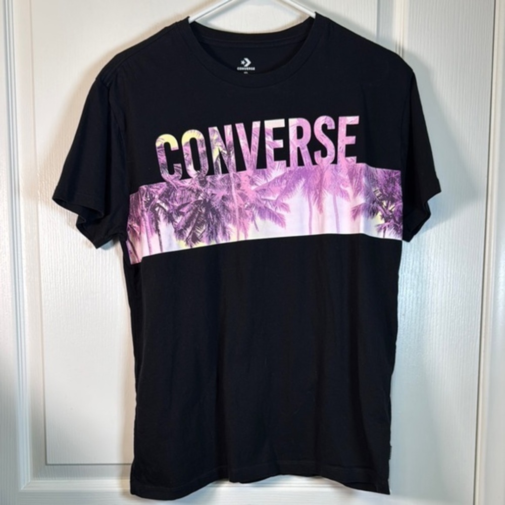 Converse Black Tropical Pink Graphics Shirt Size Large EUC #2644